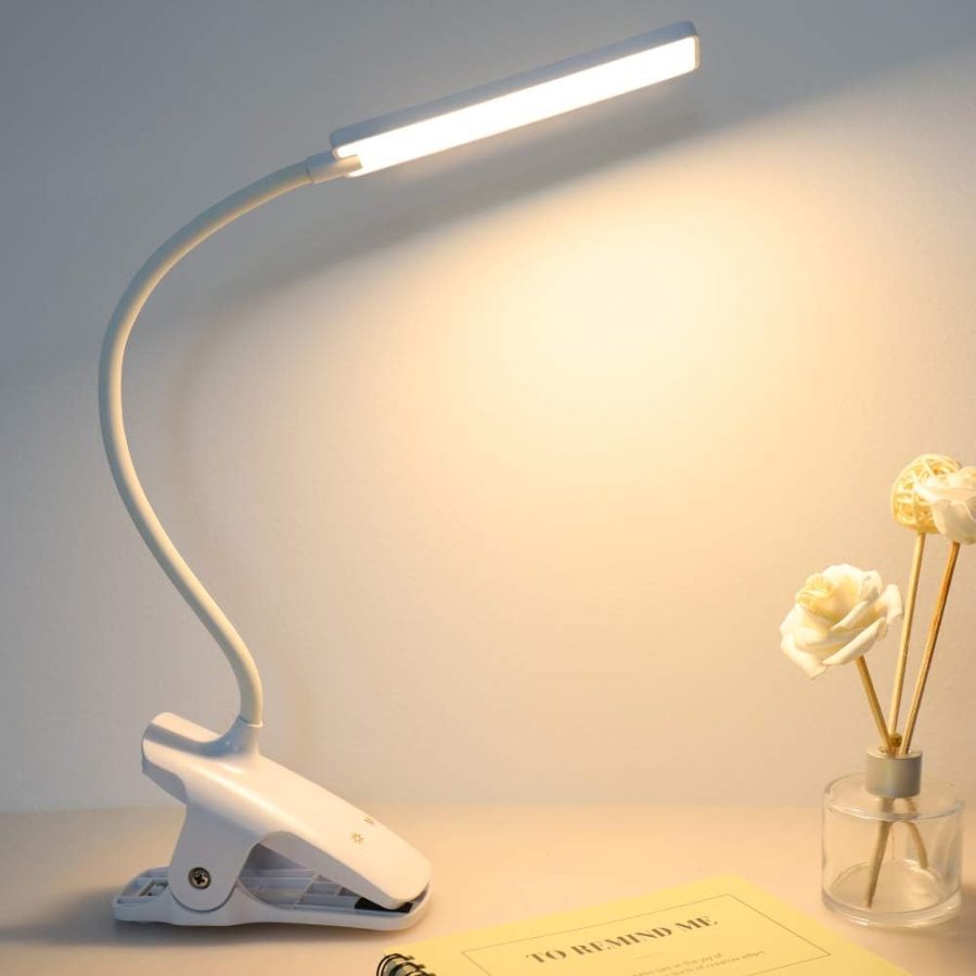 LED Reading Light with Clip USB Rechargeable Book Lights, Eye Protection 24 LEDs Flexible Neck Night Bed Lamp, Touch Control Portable Clamp Desk Lamps for Bed Headboard, Computers