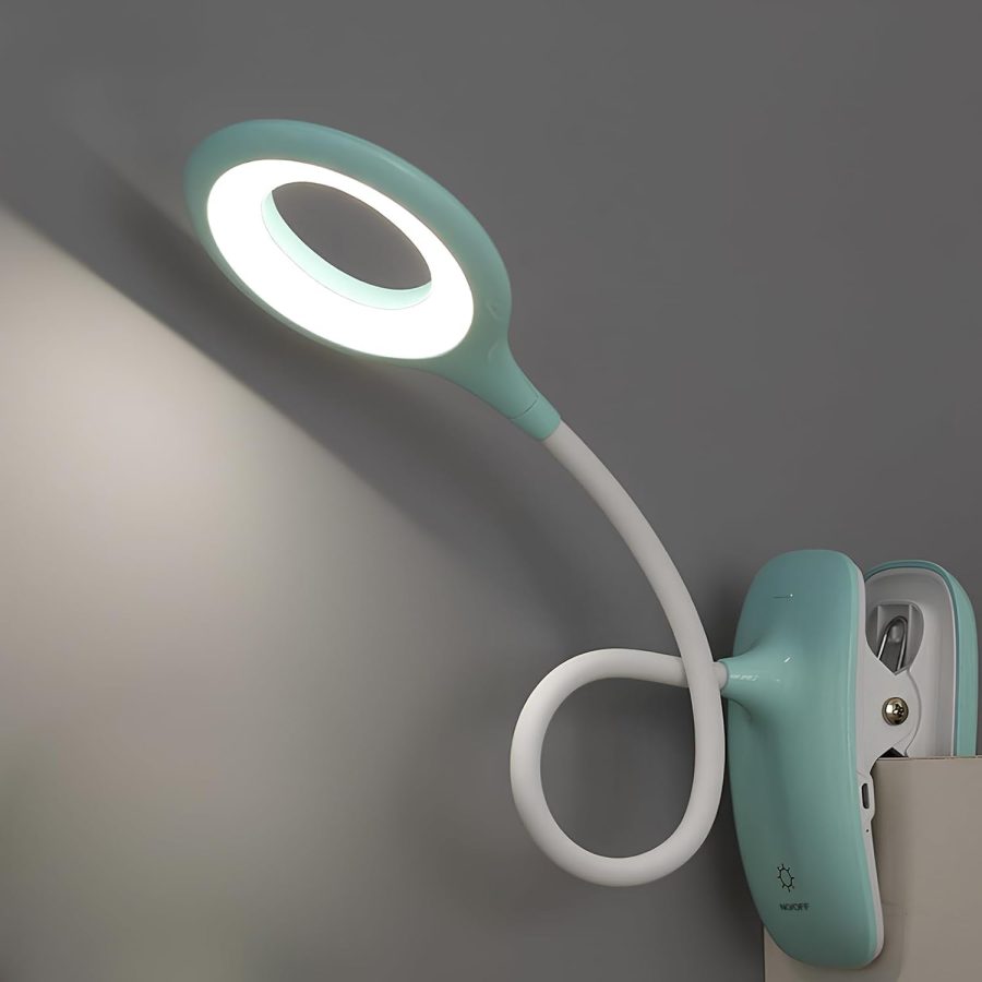 Clip On Reading Light for Bed Headboard, USB Rechargeable Lamp, 5W Kids Battery Powered, 3 Colors Touch Dimmable, Eye Protect, Green