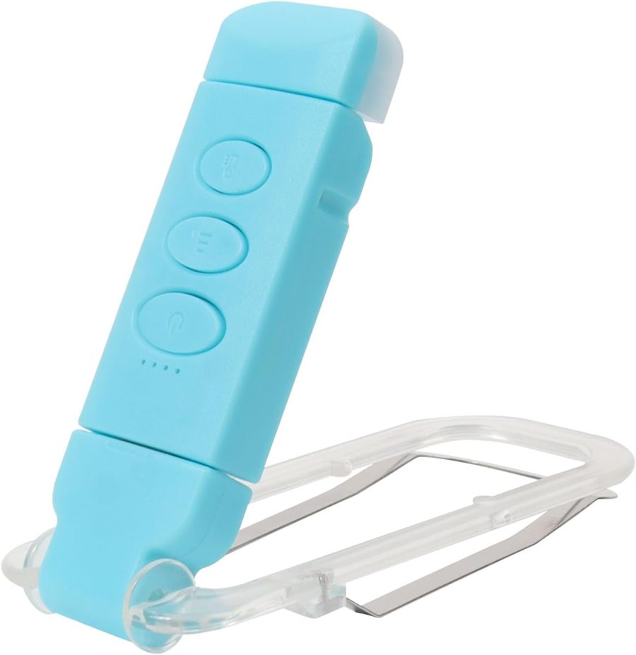 Clip On Book Light, USB Rechargeable Reading Light with 3 Color Modes, 5 Brightness Levels, Flexible Clamp Arm for Bed and Travel (Blue, Basic)