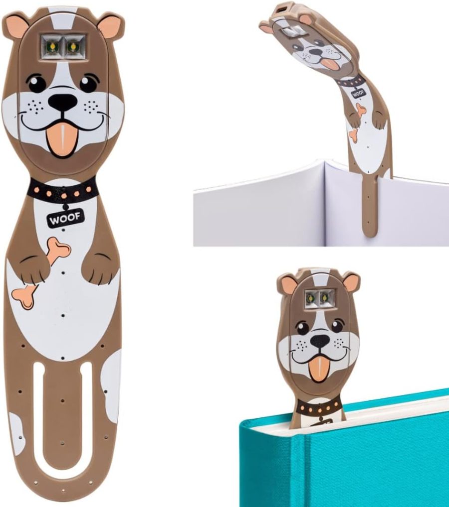 Reading Light | 2 in 1 Bookmark Book Light | LED Clip On Reading Lamp | Children and Adult Book Torch | Book Accessories | Gift for Readers, Book Lovers (Rechargeable, Dog)