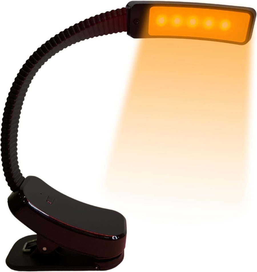 Red Light -  - Amber Light Book Lights for Reading at Night - Portable, Rechargeable Book Light Clip On with 360° Gooseneck - Reading Lights for Books in Bed