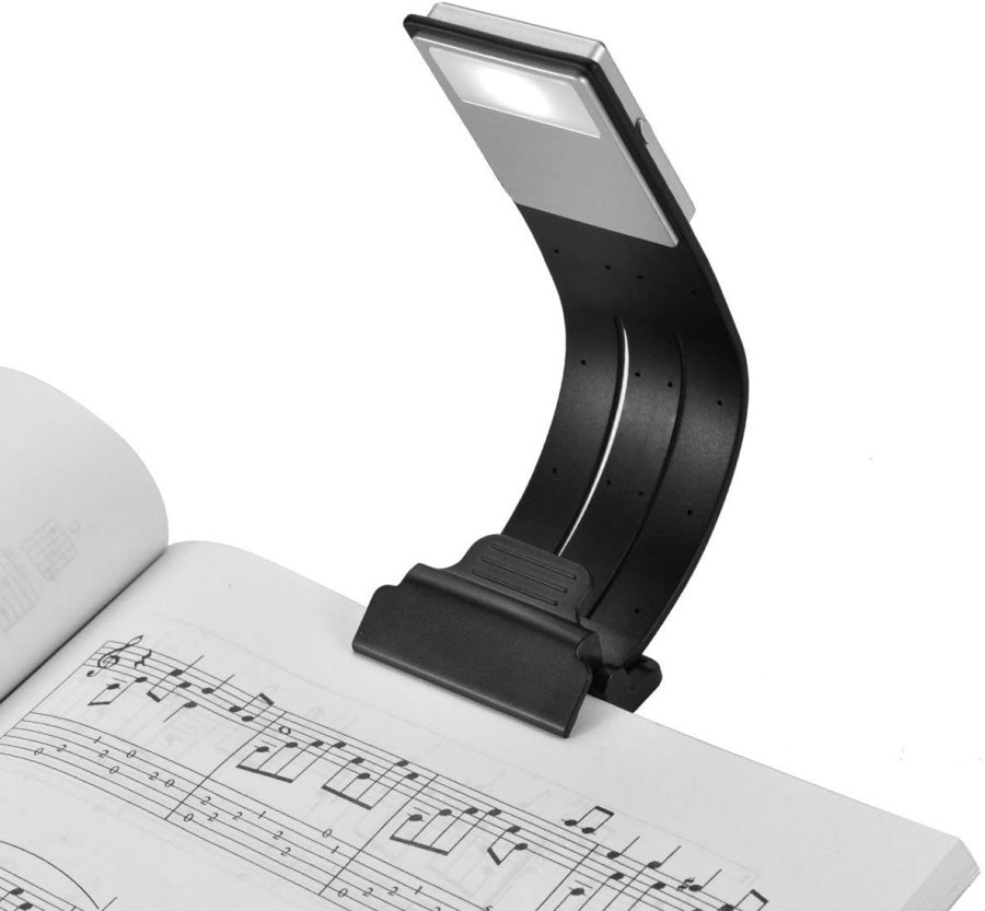 Clip On Book Light USB Rechargeable LED Reading Lamp Eye Care Double As Bookmark Desk & Bed Lamp Flexible with 4 Level Dimmable for Book, ipad and More (Black)