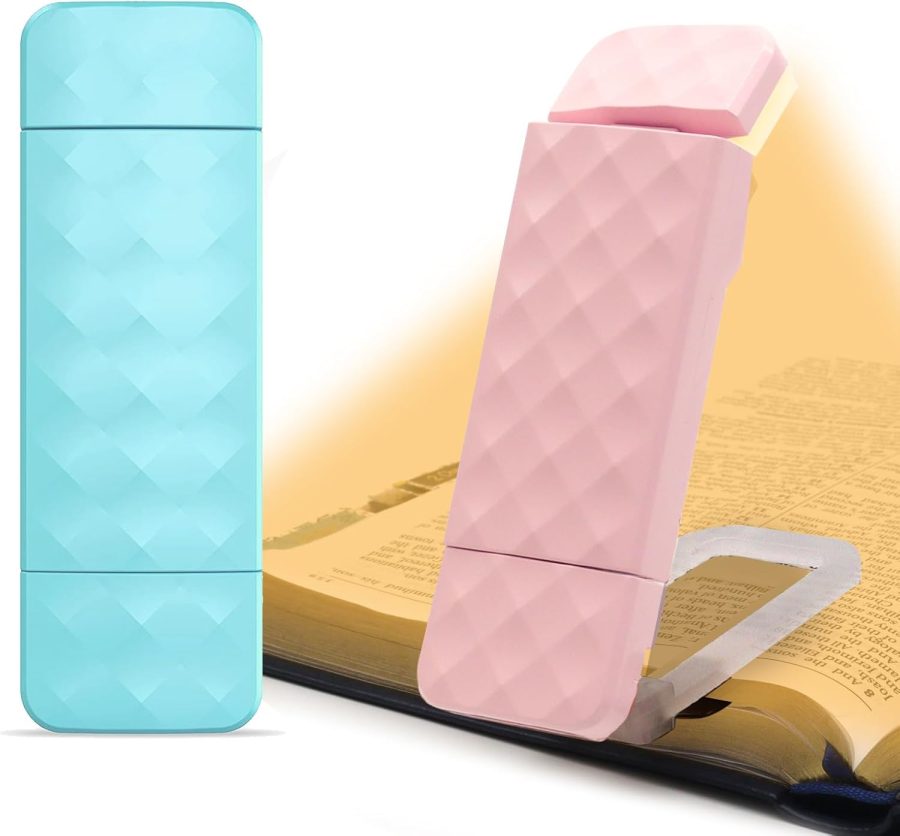 2PCS Book Lights for Reading at Night, Reading Accessories with Rechargeable USB Light Blue and Pink Book Light,Perfect Stocking Stuffers Gifts for Book Lovers