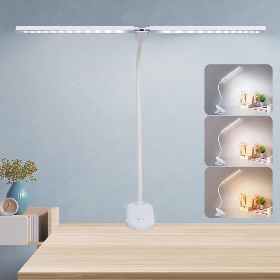 LED Reading Light with Clip, Desk Lamp 48 LEDs 2600mAh Battery USB Rechargeable Book Lights Stepless Adjustable Brightness Eye Protection Flexible Table Lamps for Bed Headboard, Home, Office