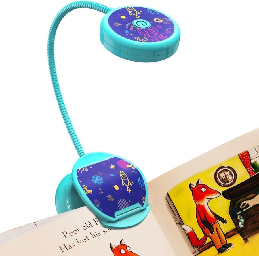 Cute Rechargeable Book Light,Eye Caring Reading Light for Kids Clip on, 3 Colors & 3 Brightness, 1.8oz Super Light Weight, Up to 40 Hours Reading. Great Gifts for Kids & Readers (Blue)