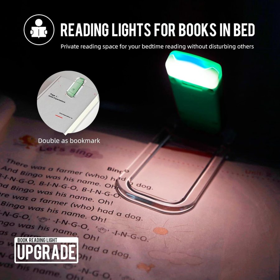 Book Light for Reading in Bed, USB Rechargeable Clip on Book Lights, 3 Brightness Adjustable Dimmable Bookmark Light for Eye-Protection, Reading Lamp for Bookworms, Travel (Dark Green) - Image 2