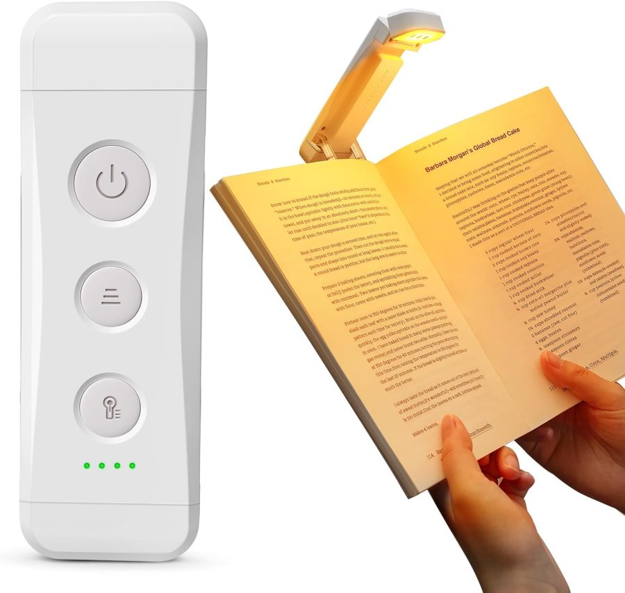 Reading Light: 3 Amber Colors & 5 Brightness Dimmable - Rechargeable Book Light for Reading in Bed, Portable Clip on Book Lights with Brighter Light and Longer Runtime for Book Lovers Kids