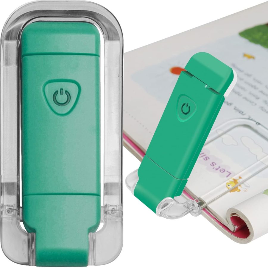 Book Light for Reading in Bed, USB Rechargeable Clip on Book Lights, 3 Brightness Adjustable Dimmable Bookmark Light for Eye-Protection, Reading Lamp for Bookworms, Travel (Dark Green)