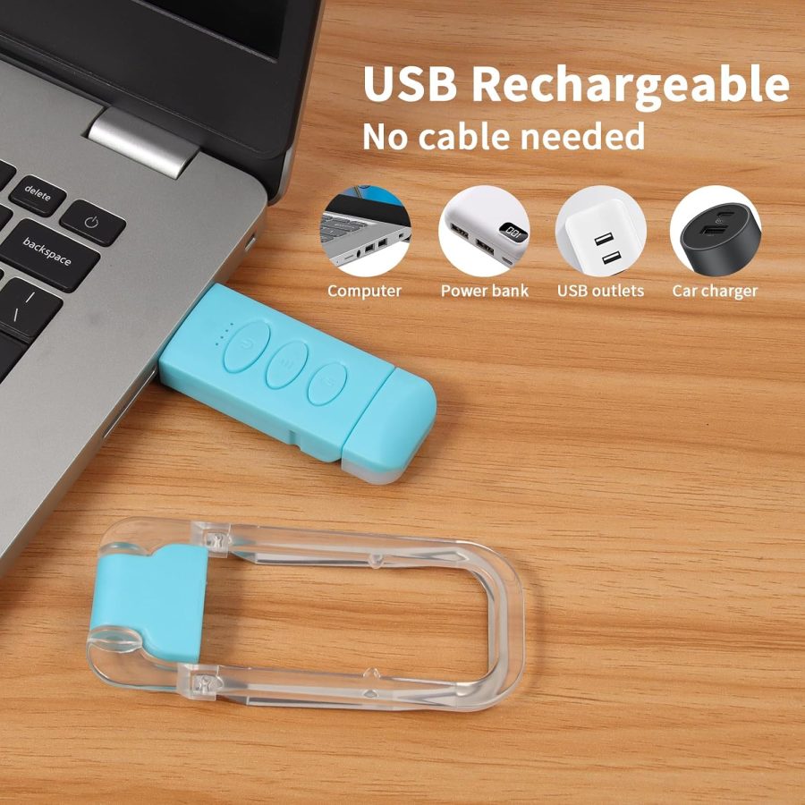 Clip On Book Light, USB Rechargeable Reading Light with 3 Color Modes, 5 Brightness Levels, Flexible Clamp Arm for Bed and Travel (Blue, Basic) - Image 2